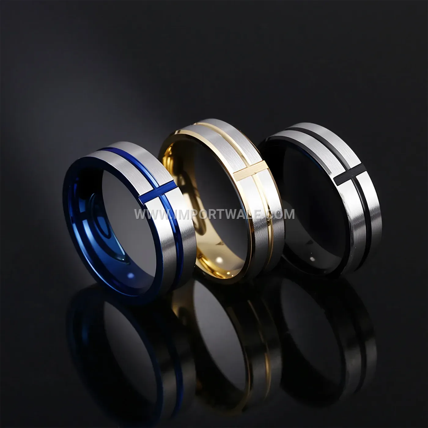 Geometric Cut Stainless Steel Cross Motif Band Ring