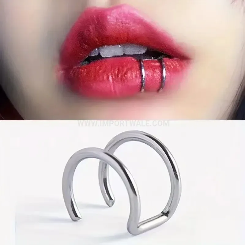 Elegant Non Pierced Stainless Steel U Shaped Fake Lip Ring Clip