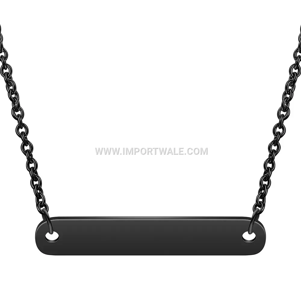 Sleek Rectangular Stainless Steel Bar Pendant Necklace