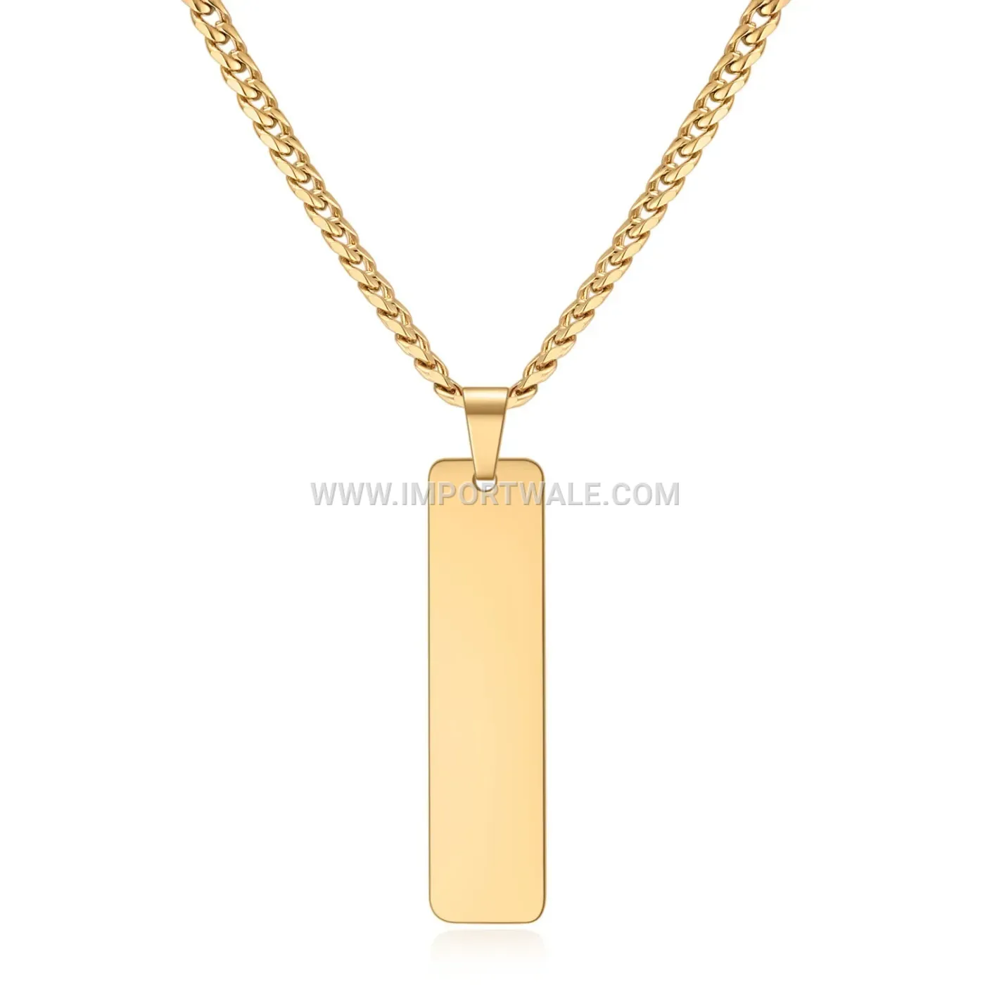 Smooth Geometric Bar Pendant Stainless Steel Unisex Necklace