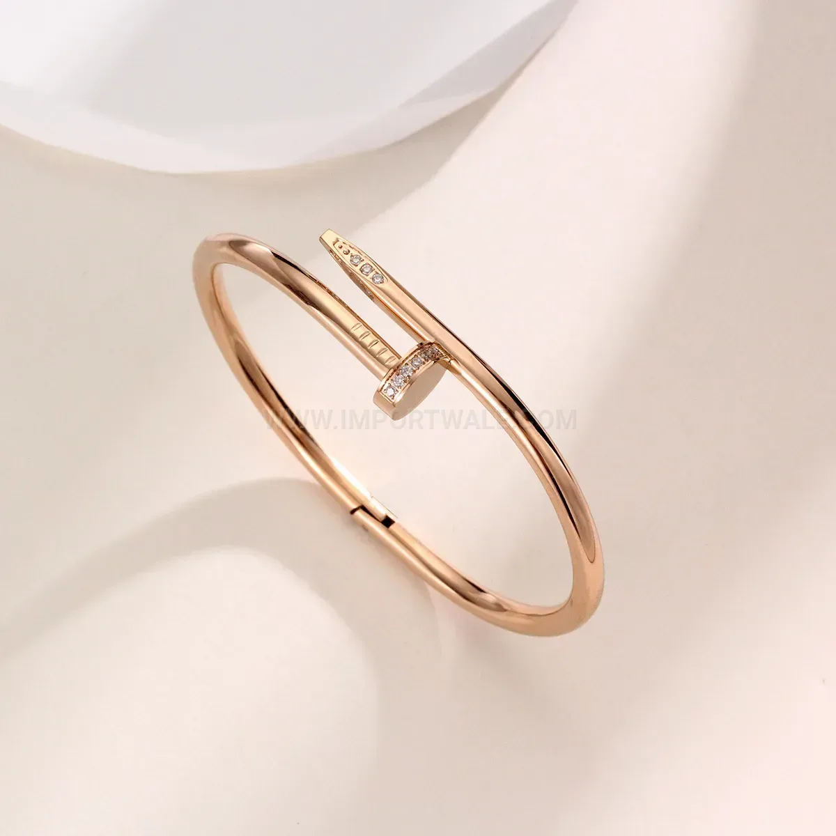 Classic Rhinestone Open Adjustable Titanium Steel Nail Bangle