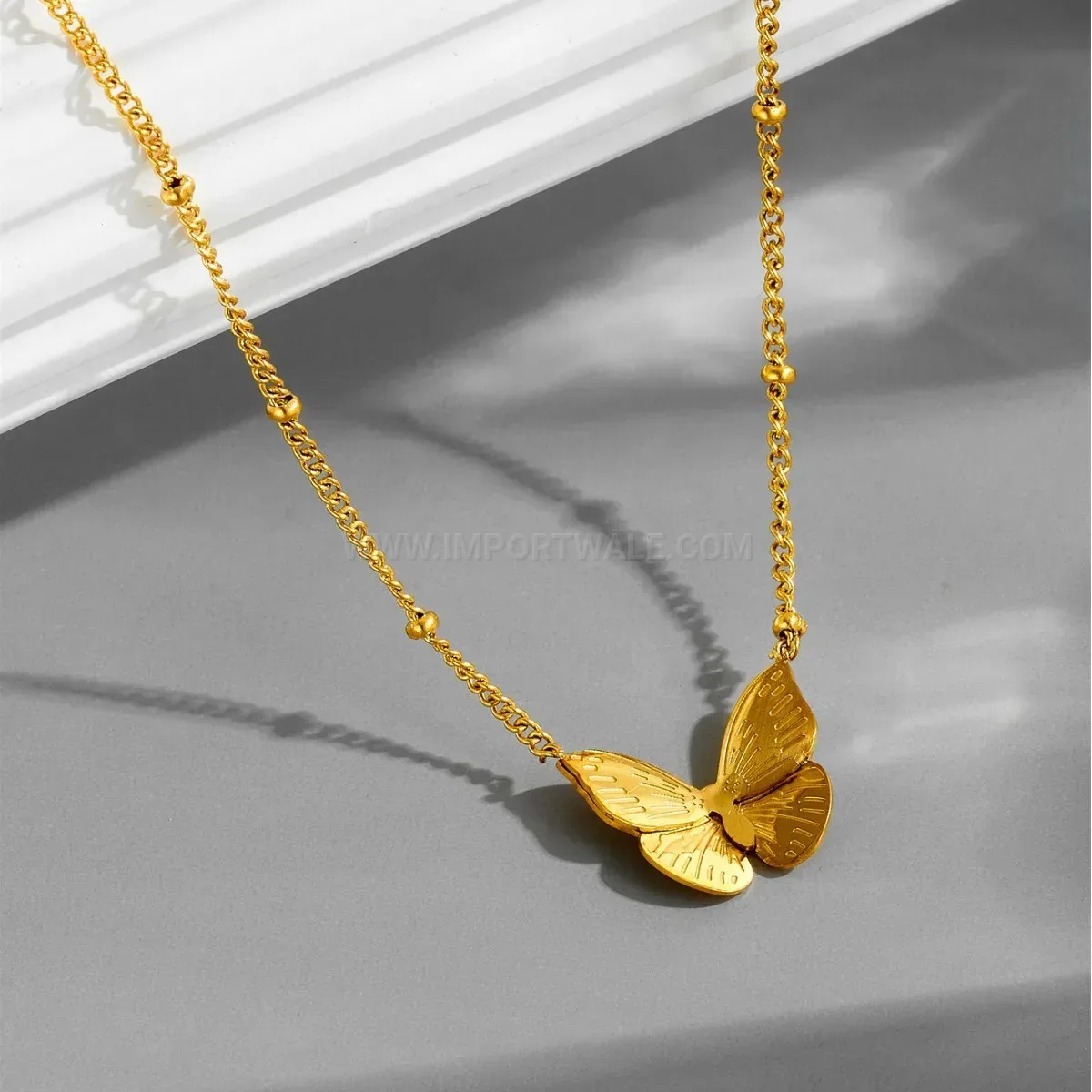 Chic Minimalist Folded Metallic Butterfly Titanium Steel Necklace