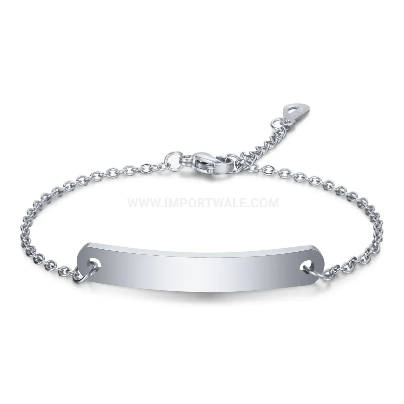 Fashion Minimalist Curved Plate Stainless Steel ID Bar Bracelet
