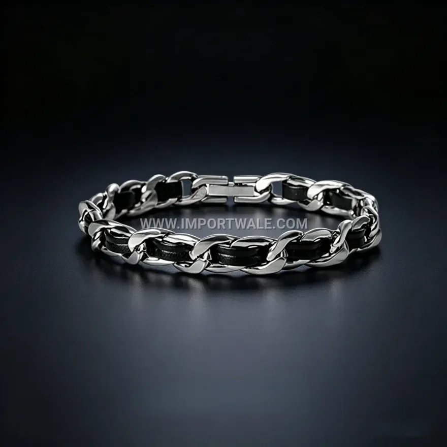 Handcrafted Braided PU Leather Cuban Chain Wristband