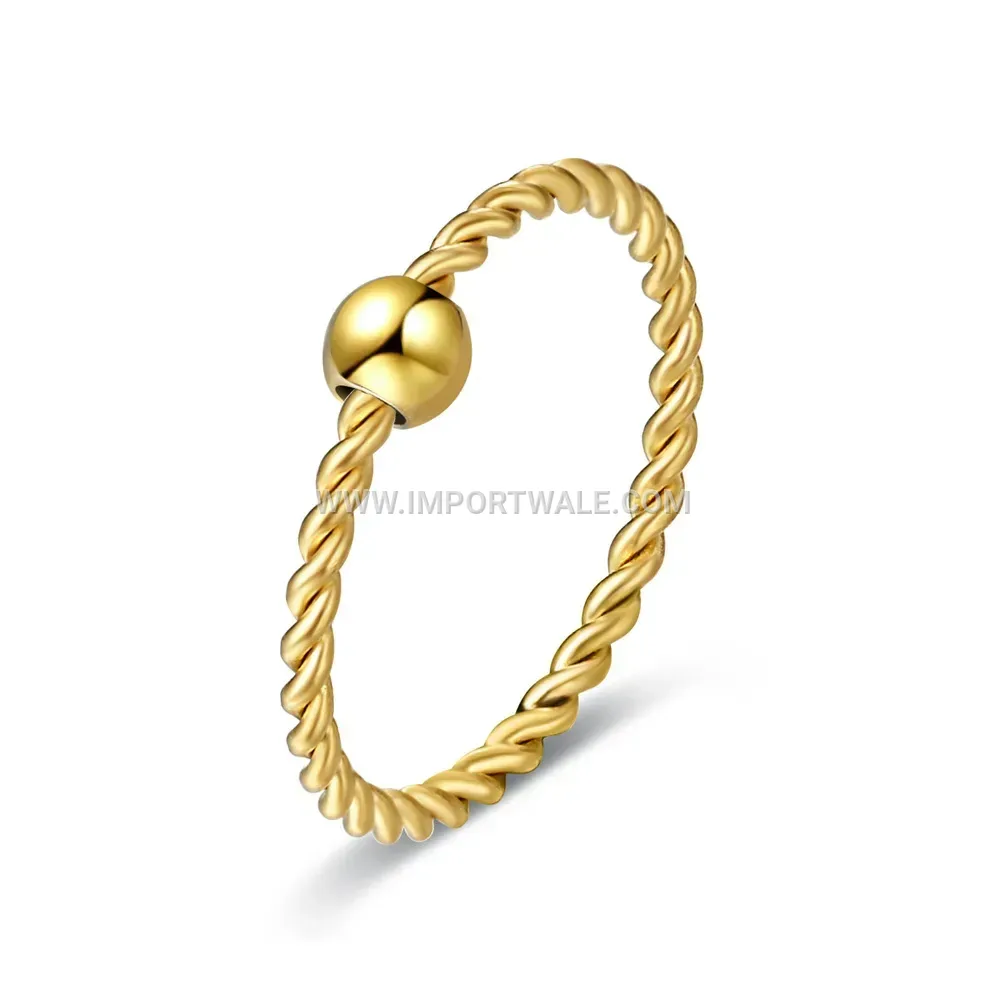 Twisted Rope Gold Plated Stainless Steel Pinky Ring