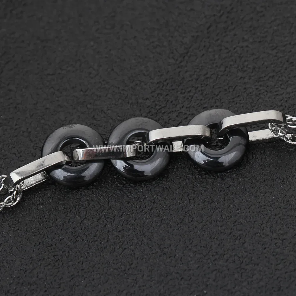 Geometric Ceramic Spliced Stainless Steel Chain Bracelet