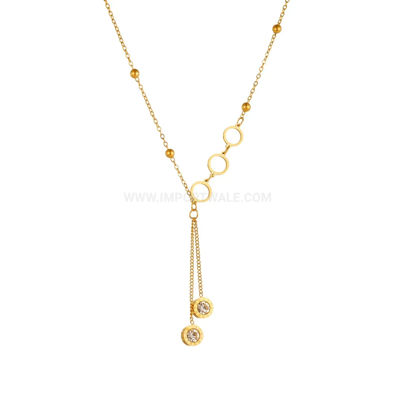 Modern Hollow Round Roman Medallion Zircon Tassel Necklace