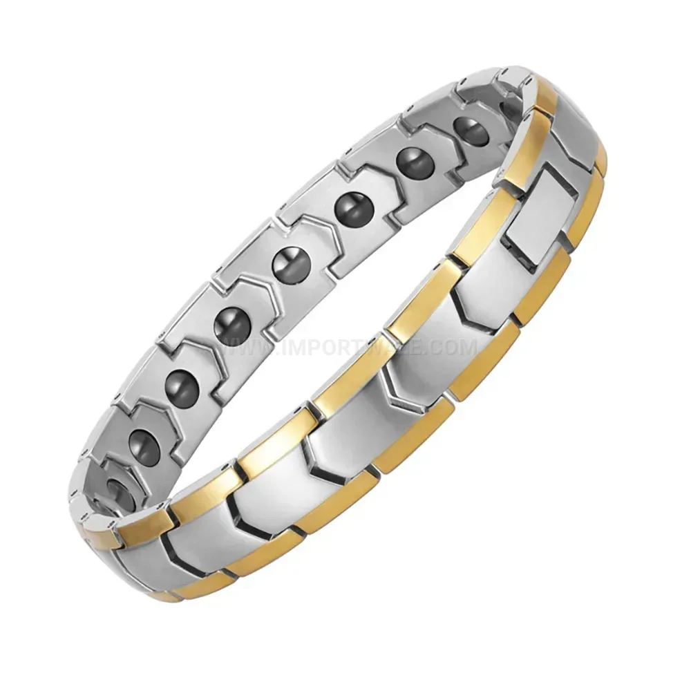 Men's Bold Stainless Steel Magnetic Band Bracelet