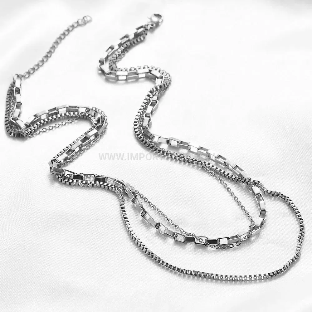 Layered Stainless Steel Alphabet Letter Pendant Necklace