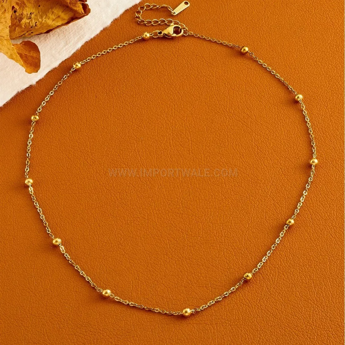 Elegant Minimalist Titanium Steel Gold Bead Station Clavicle Chain Necklace