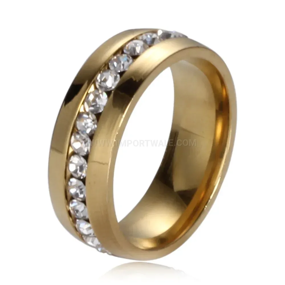 Single Row Zirconia Vintage Stainless Steel Ring 6mm