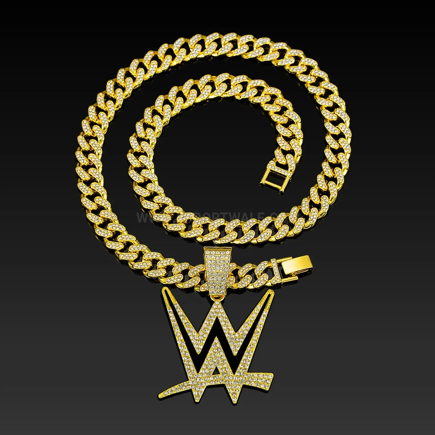 Rhinestone Letter W Initial Hip Hop Pendant