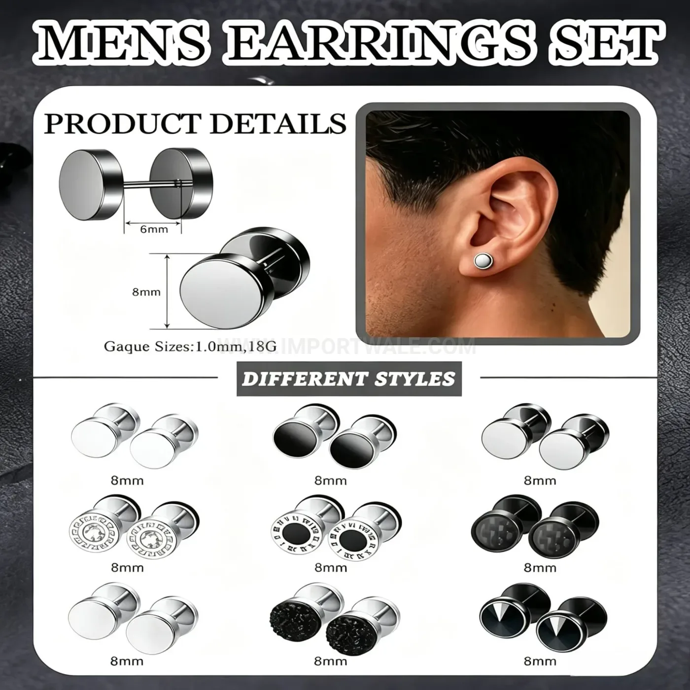 Fashion Stainless Steel Modern Geometric Piercing Ear Cartilage Stud Set