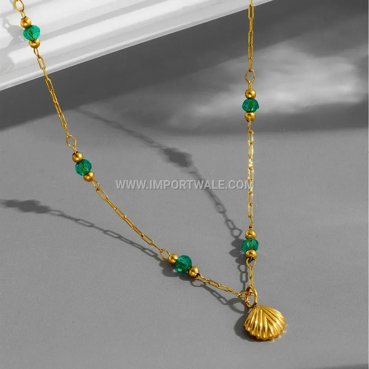 Green Shell Pendant Titanium Steel Anti Tarnish Anklet