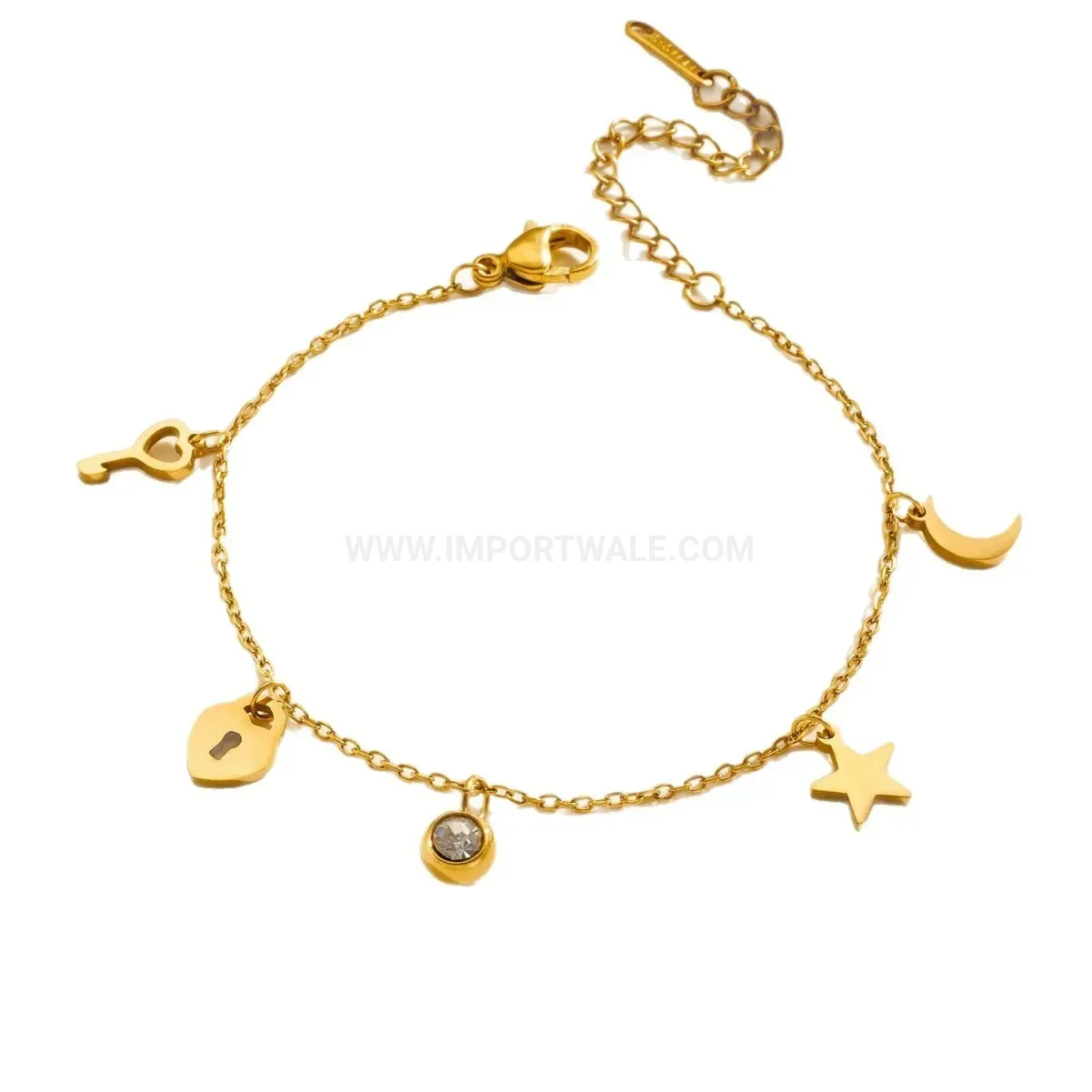 Celestial Charm Stainless Steel Bracelet With Crystal Accents