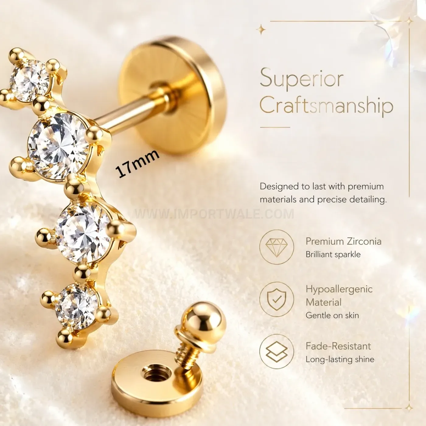 Chic Minimalist Geometric Stainless Steel Flat Back Cartilage Stud Earrings