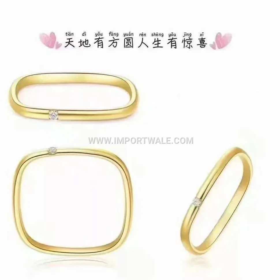 Geometric Gold Plated Square Zirconia Band Ring