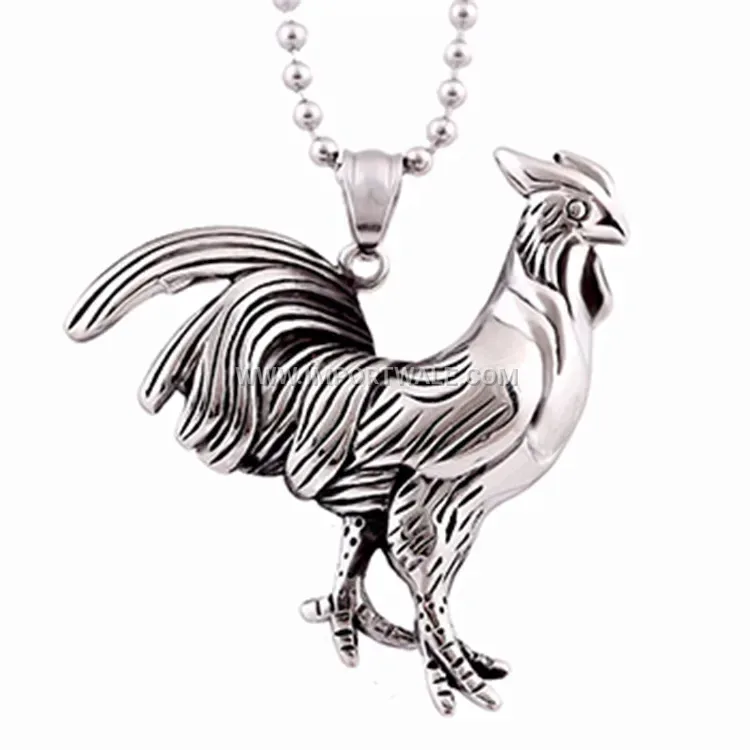 Gallic Rooster Stainless Steel Pendant Necklace for Men