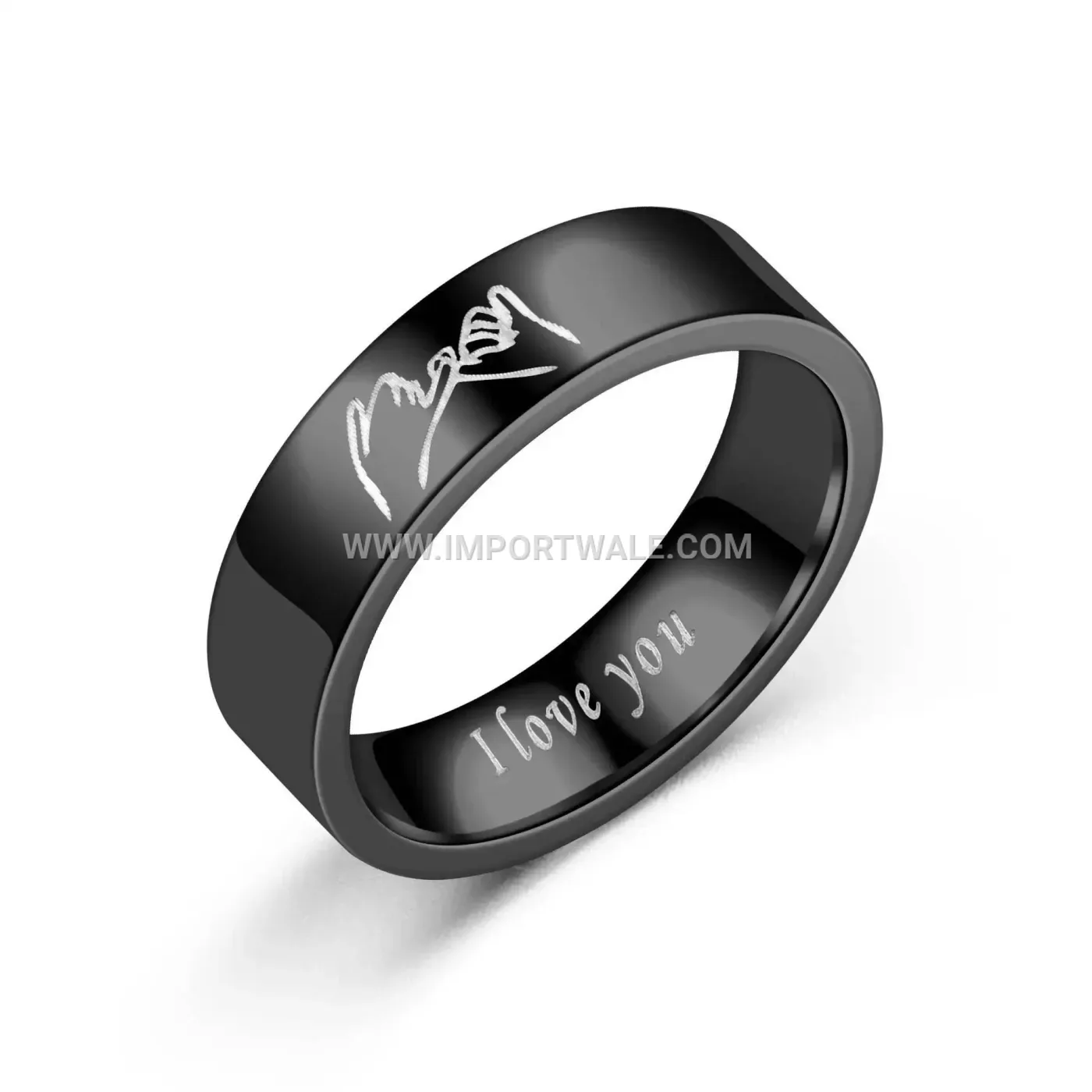 Stainless Steel Hand-in-Hand Couple Motif Band Ring