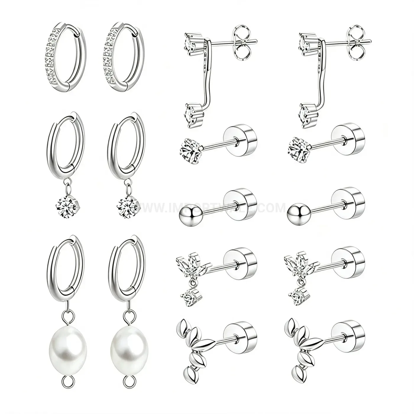 Chic Dangle Cubic Zirconia Stainless Steel Hoop Earrings