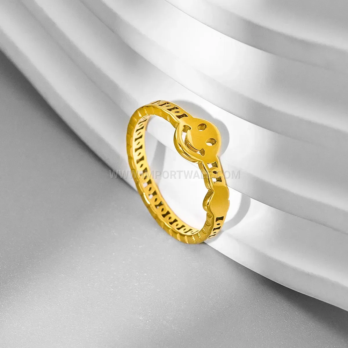 Cutout Smiley Face Stainless Steel Minimalist Band Ring