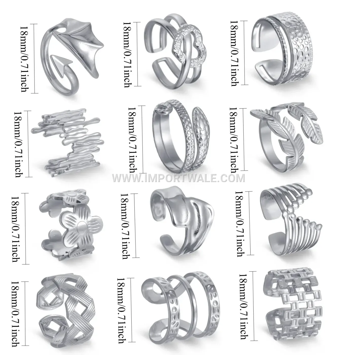 Adjustable Open Stainless Steel Geometric Couple Ring