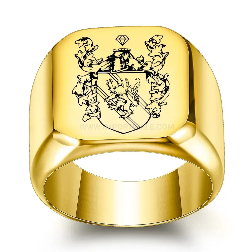 Stylish Vintage Engraved Griffin Square Stainless Steel Signet Ring