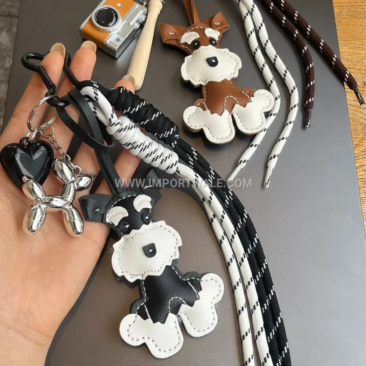 Playful Schnauzer Dog Bag Creative Key chains with Mini Camera