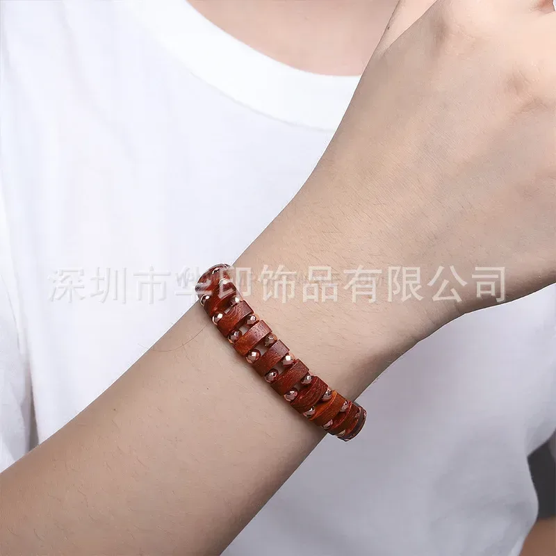 Vintage Redwood Titanium Steel Bio Magnetic Therapy Bracelet