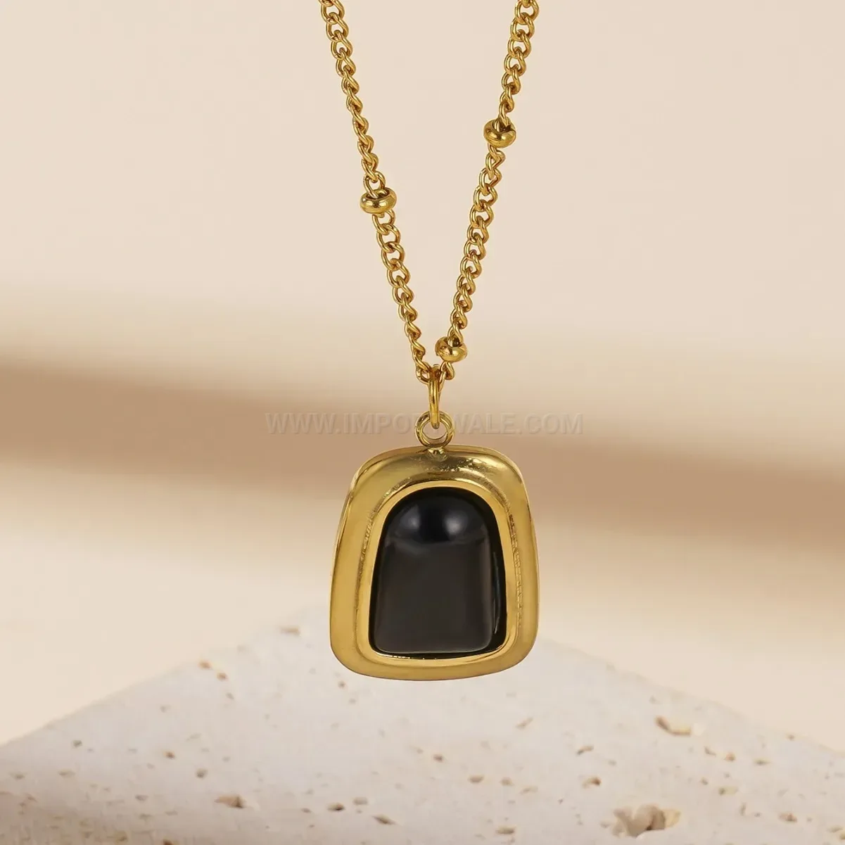 Classic Minimalist Cat Eye Stone Pendant Ball Chain Jewelry Set