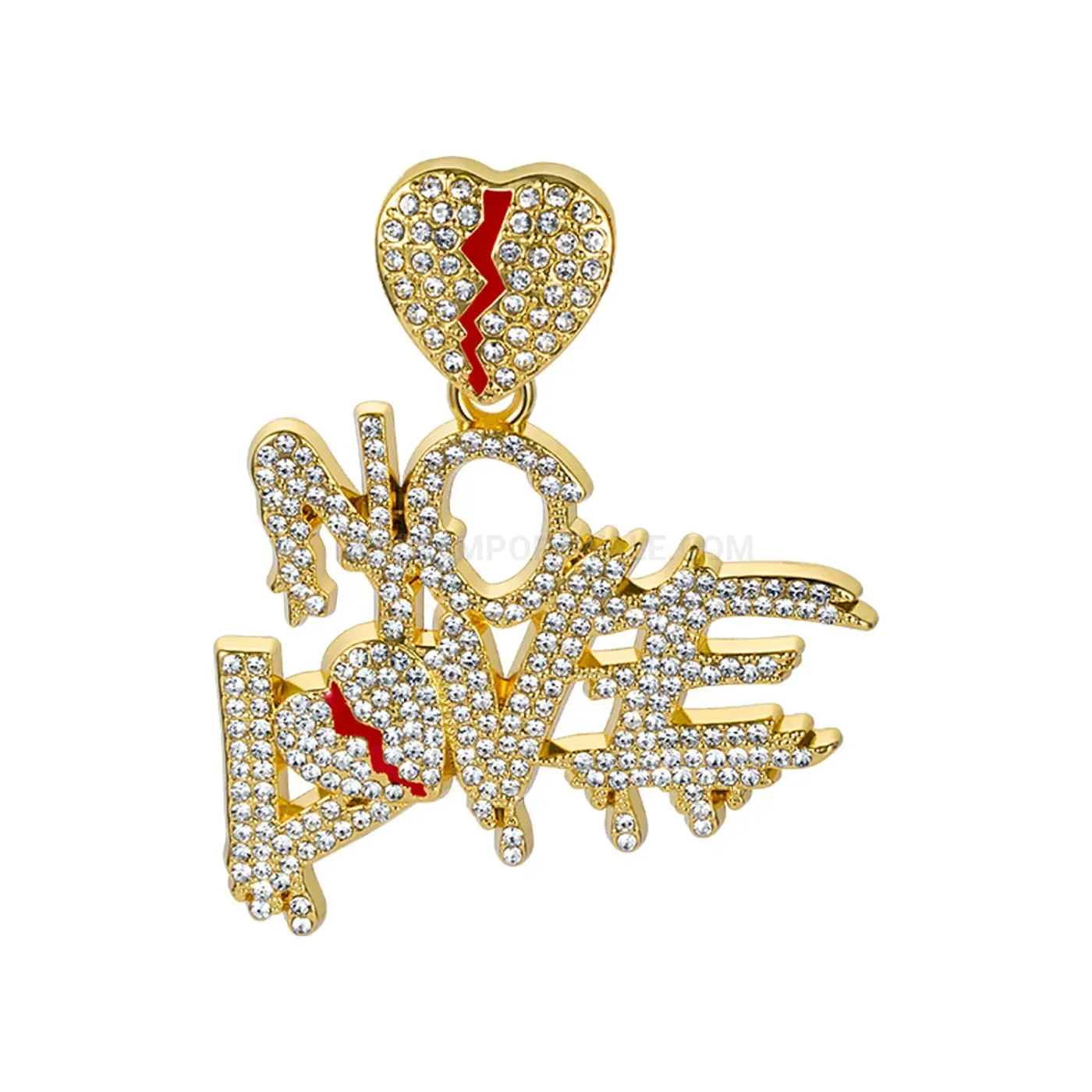 Premium Pave Crystal Broken Heart Initial Alloy Chain Necklace