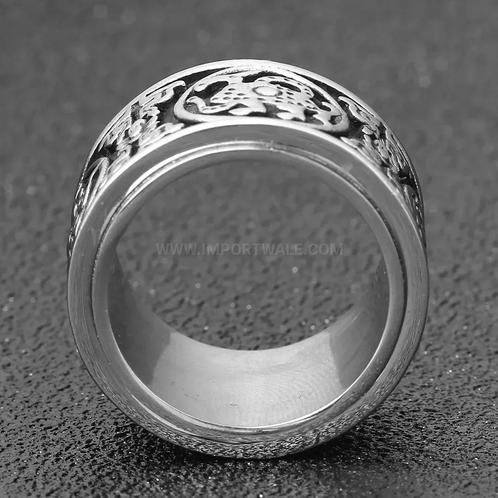 Stylish Vintage Finish Stainless Steel Dragon Spinner Ring