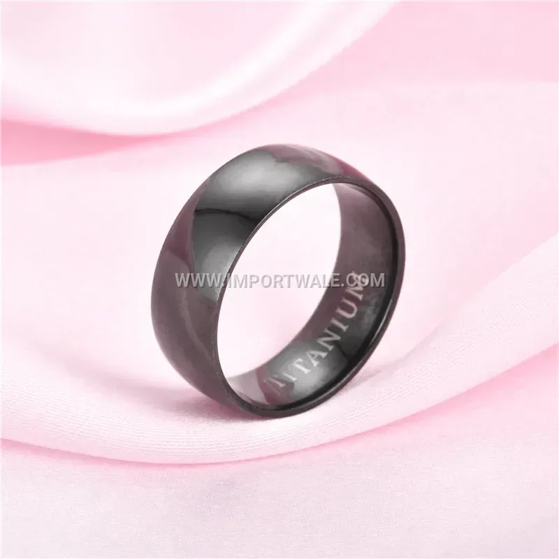 Matte Black Stainless Steel Domed Band Ring