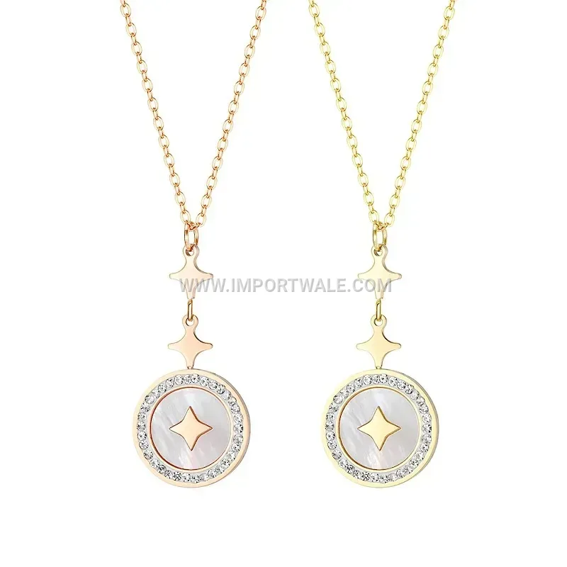 Titanium Steel Star Shell Pendant Link Chain Necklace