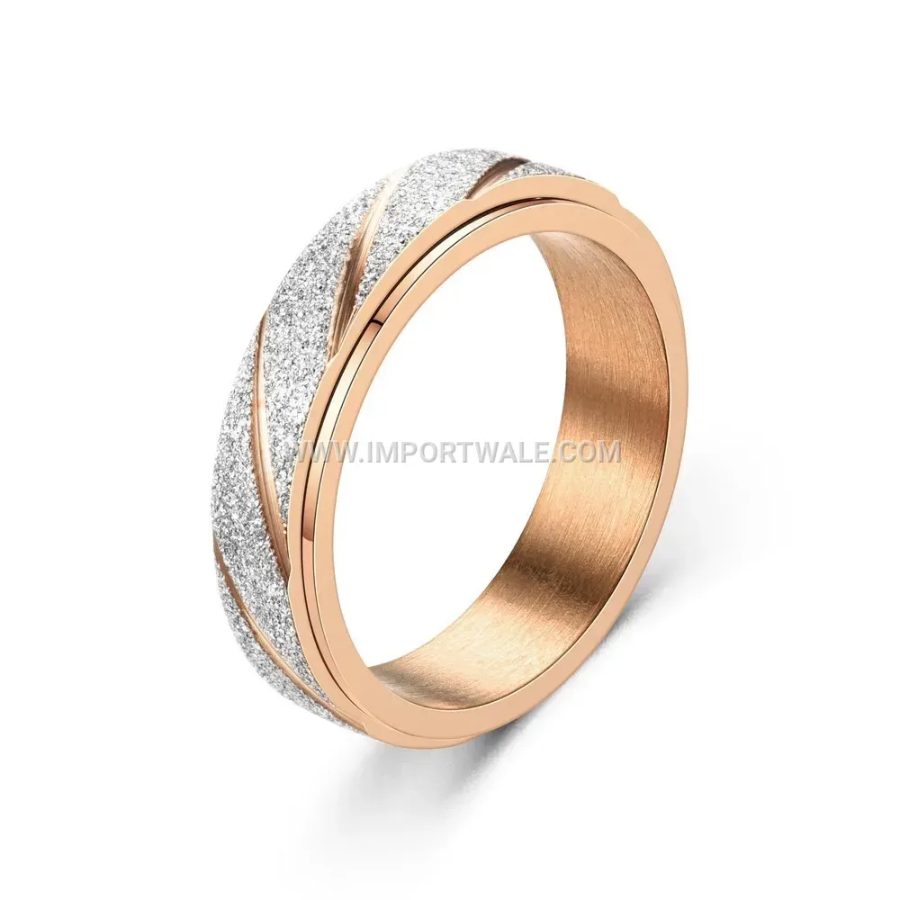 Textured Frosted Metallic Stainless Steel Spinner Ring