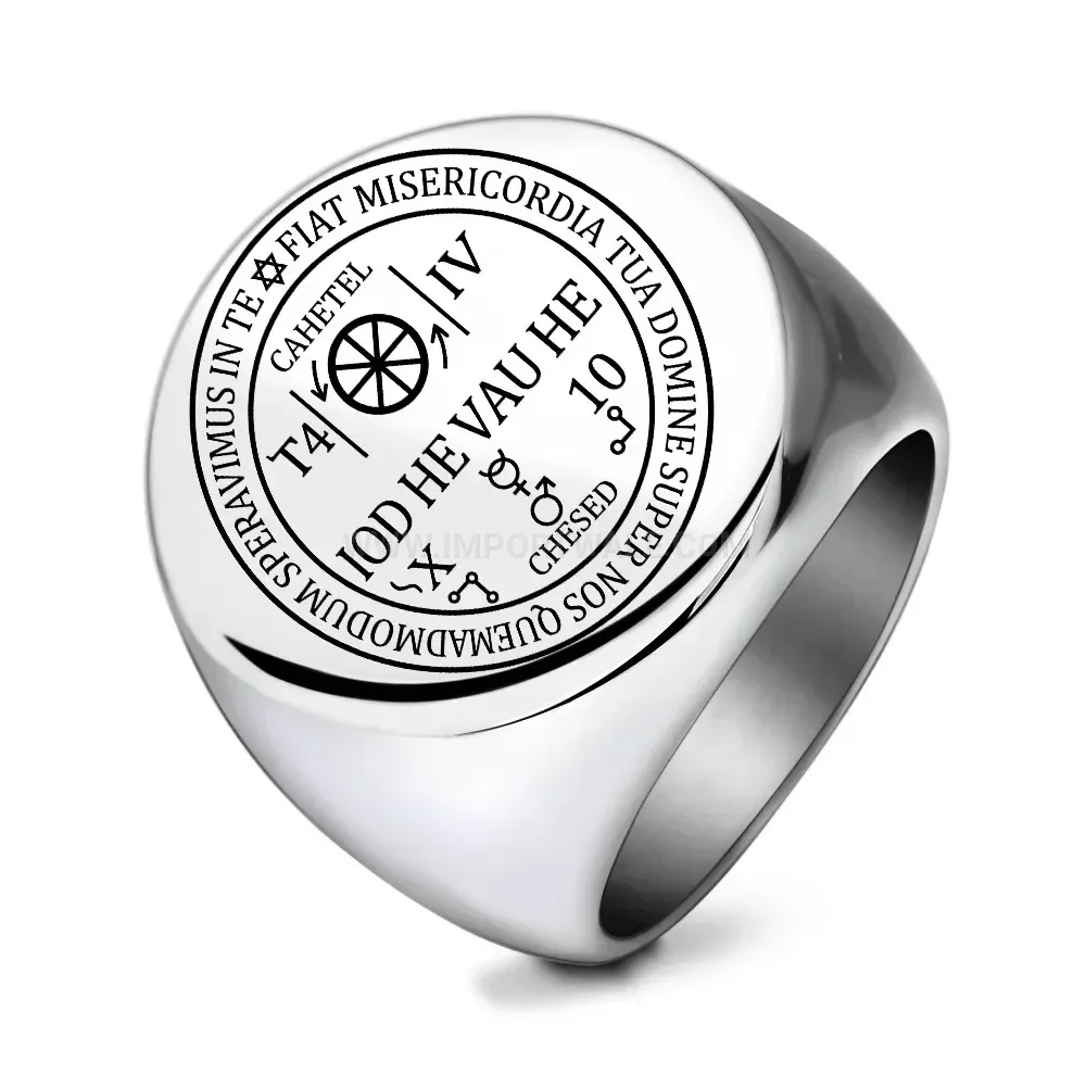 Modern Laser Etched Vintage Rune Cast Stainless Steel Band