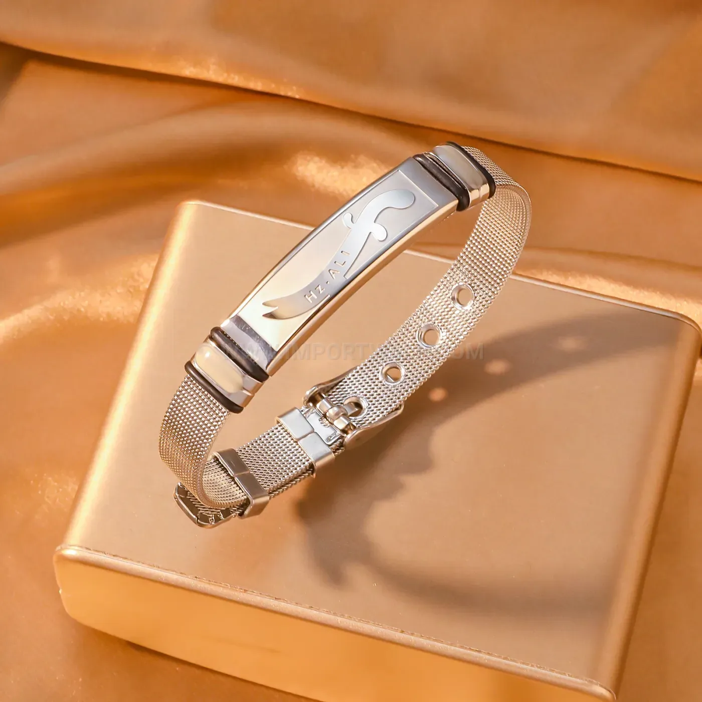 Stainless Steel and Silicone Zulfiqar Sword Mesh Bracelet