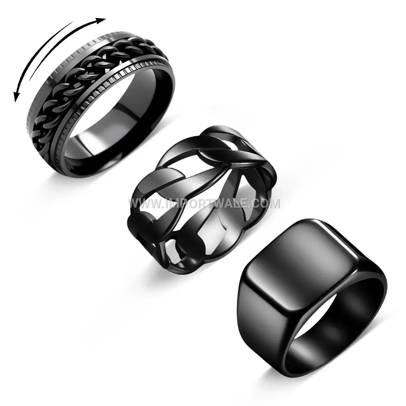 Embossed Pattern Spinner Chain Stainless Steel Ring