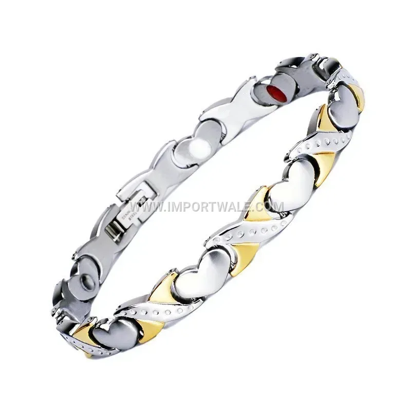 Titanium Steel Magnetic Heart Charm Bracelet for Couples