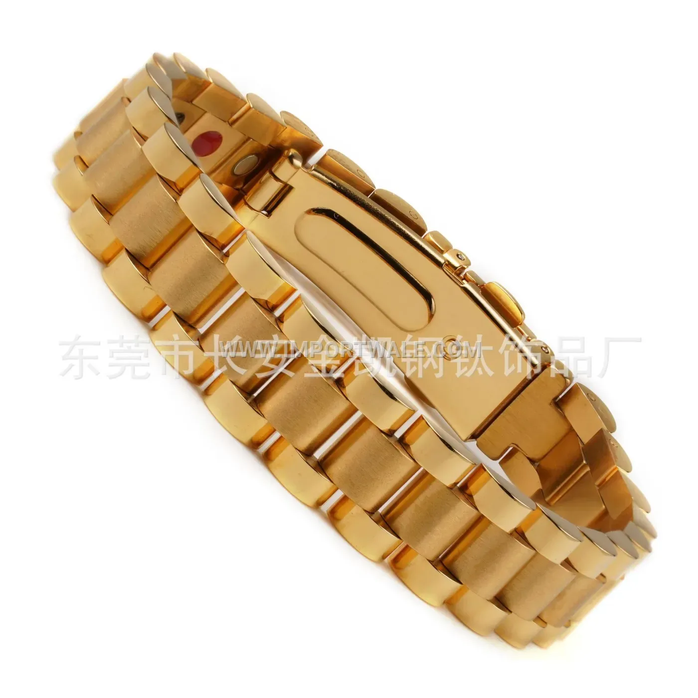 Three-Bead Gold Watch Strap Style Titanium Steel Bracelet