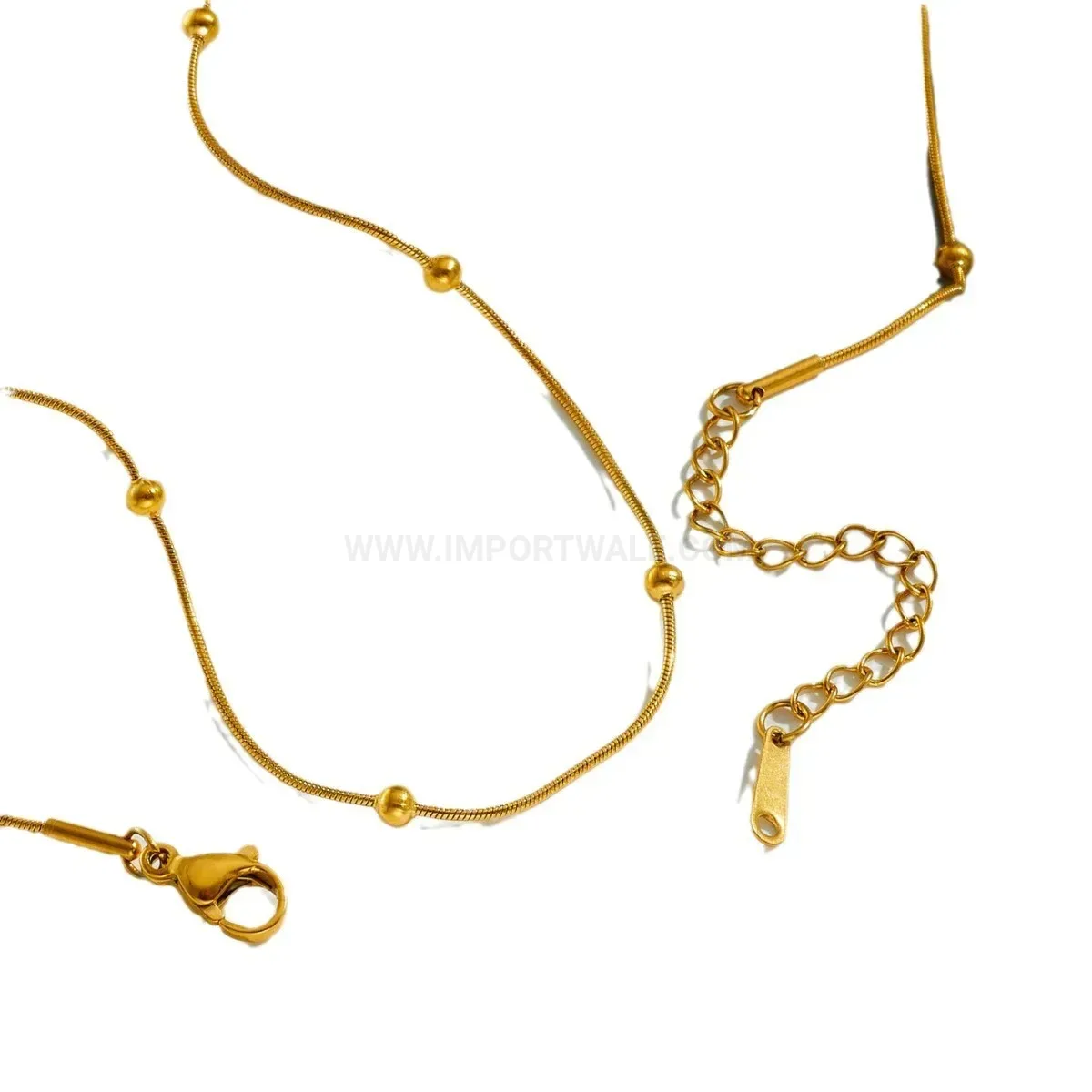 Double Layer Gold Plated Bead Snake Chain Bracelet