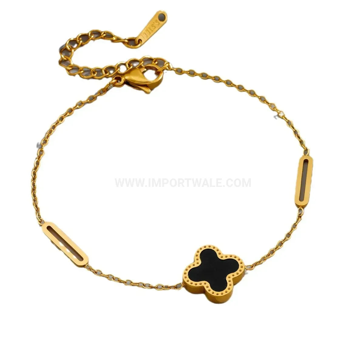 Bold Double Sided Four Leaf Clover Titanium Steel Bangle