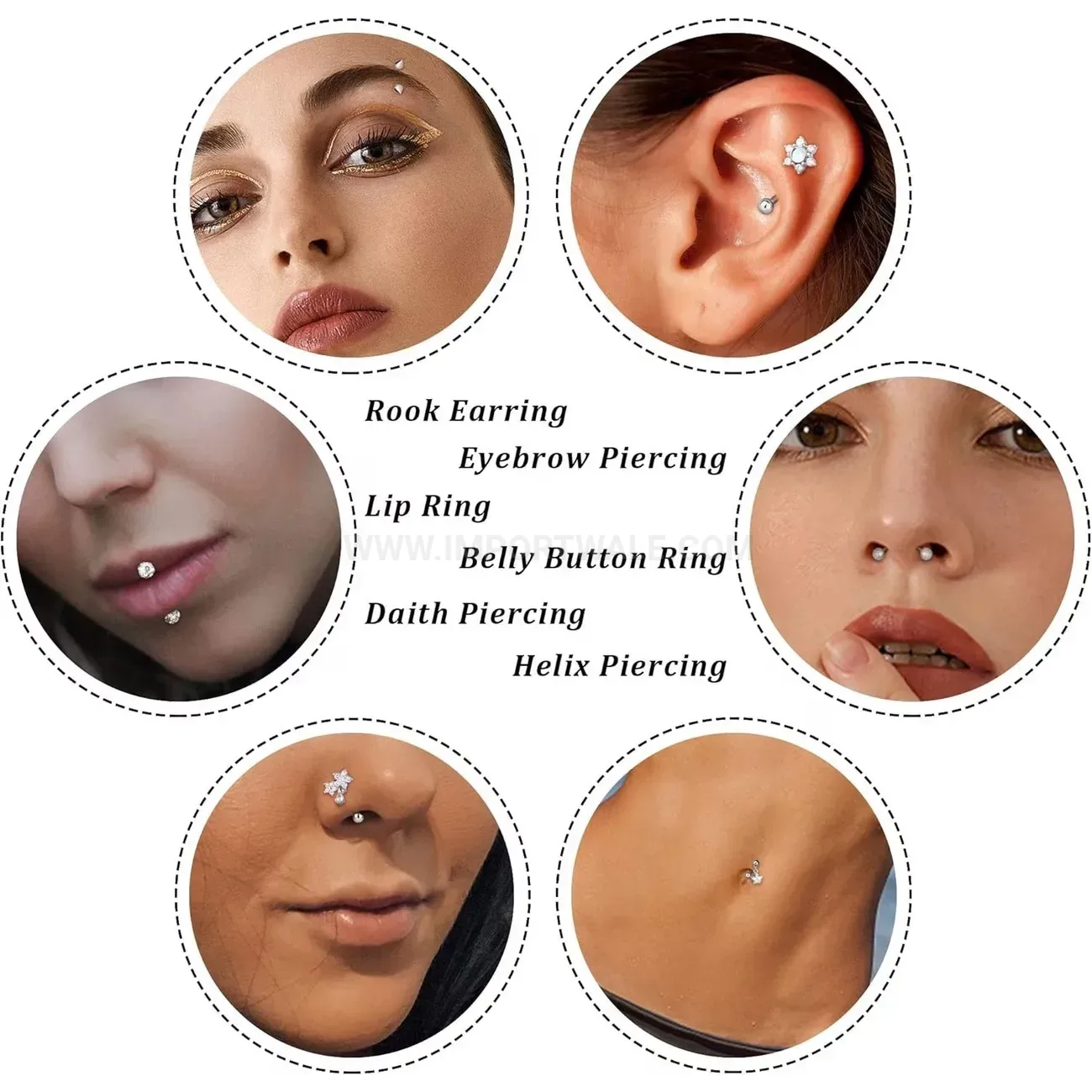 Premium Stainless Steel Rhinestone Charm Navel Piercing Ring