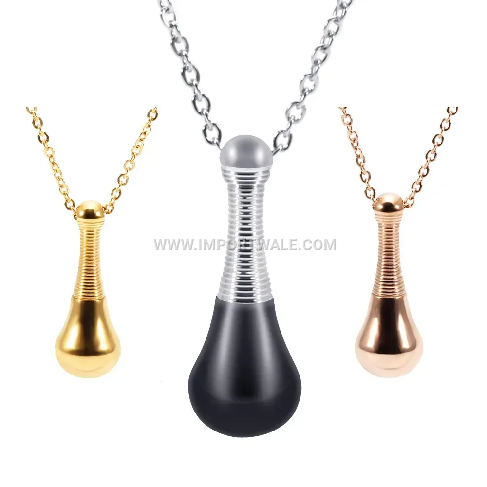 Teardrop Perfume Bottle Stainless Steel Clavicle Pendant Necklace