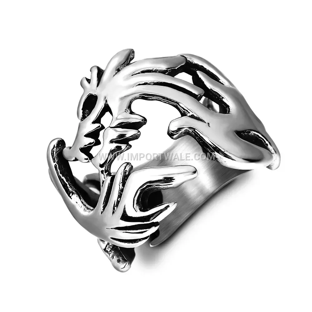 Antique Stainless Steel Dragon Motif Men Ring