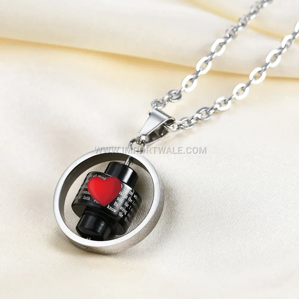Rotatable Cutout Stainless Steel Letter Pendant Necklace
