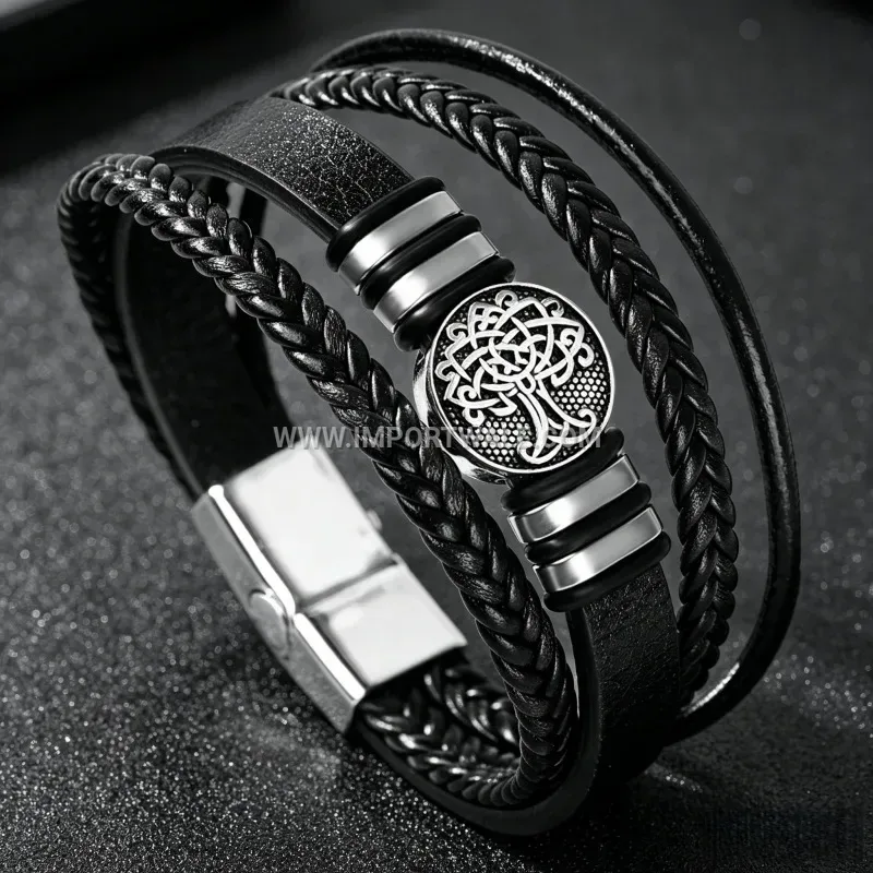 Tree of Life Woven Multi Layer Leather Bracelet Men Punk Style
