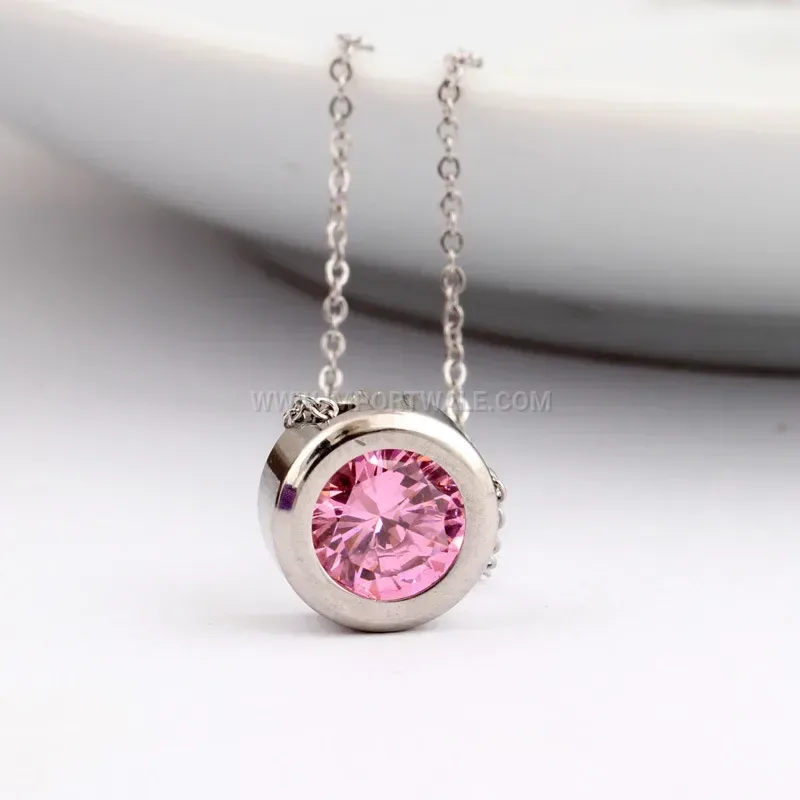 Minimalist Solitaire Crystal Stainless Steel Choker Pendant Necklace