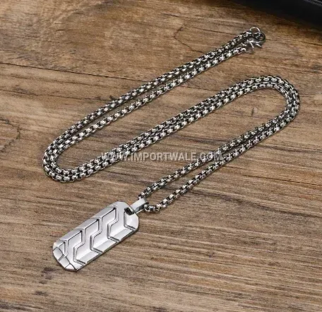 Men's Geometric Tire Pattern Stainless Steel Pendant Necklace