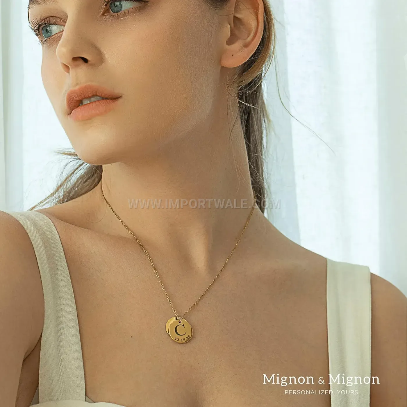 Smooth Stainless Steel Disc Pendant Necklace